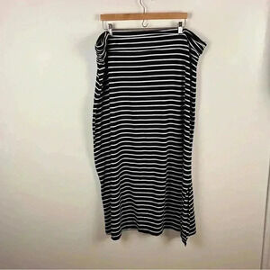 Susan Graver Weekend 2X Maxi Skirt  Black Striped Casual Resortwear Stretchy